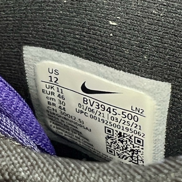 Nike Alpha Menace Pro 2 Mid Purple Black Football Cleats Size 12 - Picture 10 of 10